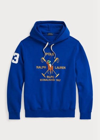 Sweat à capuche en polaire bleu Ralph Lauren Big Polo Crest pour homme