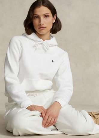 Sweat à capuche en polaire coupe rétrécie Ralph Lauren blanc pour femme