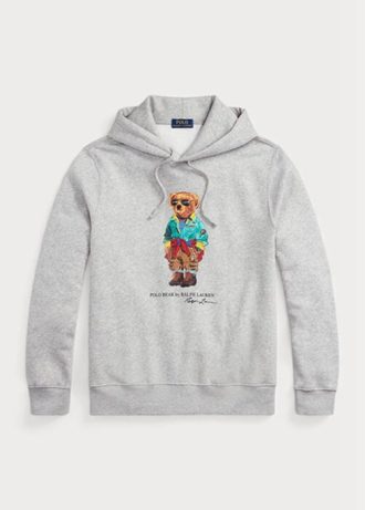 Sweat à capuche en polaire gris Polo Bear Ralph Lauren pour homme
