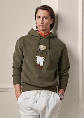 Sweat à capuche en polaire Polo Bear Ralph Lauren Olive pour homme