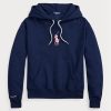 Sweat à capuche en polaire rose poney Ralph Lauren bleu marine pour homme