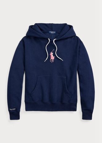 Sweat à capuche en polaire rose poney Ralph Lauren bleu marine pour homme