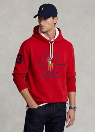 Sweat à capuche en polaire rouge Ralph Lauren Big Polo Crest pour homme
