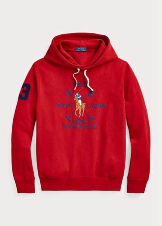 Sweat à capuche en polaire rouge Ralph Lauren Big Polo Crest pour homme