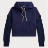 Sweat à capuche hybride coupe boxy Ralph Lauren bleu marine pour femme