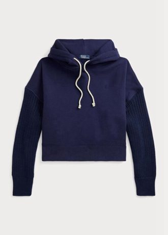 Sweat à capuche hybride coupe boxy Ralph Lauren bleu marine pour femme