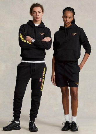 Sweat à capuche noir en polaire Polo Sport Ralph Lauren pour homme