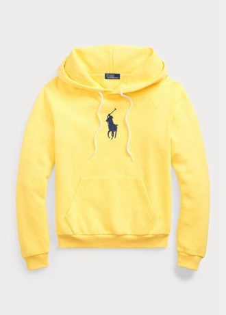 Sweat à capuche polaire jaune Ralph Lauren Shrunken Fit Big Pony pour femme