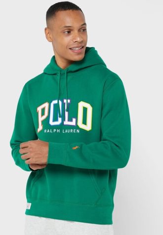 Sweat à capuche vert avec logo Ralph Lauren pour homme