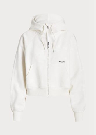 Sweat à capuche zippé en polaire blanc Ralph Lauren à manches dolman pour femme