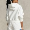Sweat à capuche zippé en polaire blanc Ralph Lauren à manches dolman pour femme