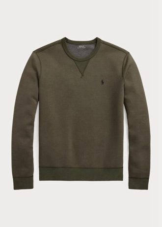 Sweat-shirt double maille chiné olive Ralph Lauren pour homme