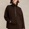 Sweat-shirt en polaire noir à fermeture éclair quart de tour Ralph Lauren pour femme Sweat-shirt en polaire noir à fermeture éclair quart de tour Ralph Lauren pour femme