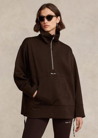 Sweat-shirt en polaire noir à fermeture éclair quart de tour Ralph Lauren pour femme