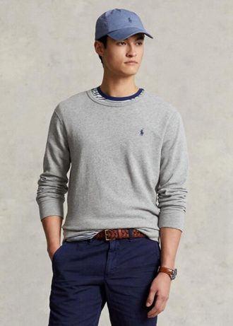 Sweat-shirt gris Ralph Lauren Spa Terry pour homme