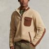 Sweat-shirt hybride Ralph Lauren marron à fermeture éclair quart de tour pour homme