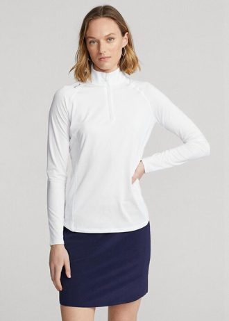 Sweat-shirts blancs à fermeture éclair quart de tour en jersey Ralph Lauren pour femmes