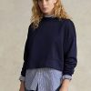 Sweat-shirts bleu marine Ralph Lauren Boxy en molleton français avec patch en daim pour femme