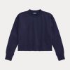 Sweat-shirts bleu marine Ralph Lauren Boxy en molleton français avec patch en daim pour femme