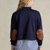 Sweat-shirts bleu marine Ralph Lauren Boxy en molleton français avec patch en daim pour femme