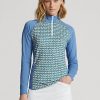 Sweat-shirts bleus à fermeture éclair quart de tour en jersey imprimé Ralph Lauren pour femme Sweat-shirts bleus à fermeture éclair quart de tour en jersey imprimé Ralph Lauren pour femme