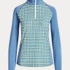Sweat-shirts bleus à fermeture éclair quart de tour en jersey imprimé Ralph Lauren pour femme Sweat-shirts bleus à fermeture éclair quart de tour en jersey imprimé Ralph Lauren pour femme