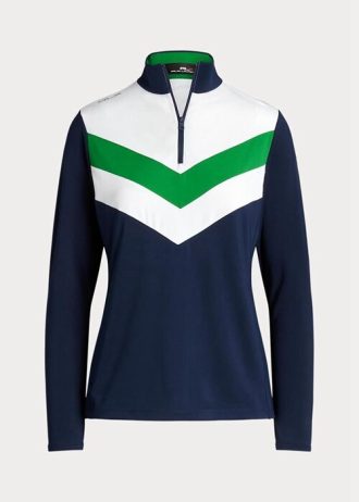 Sweat-shirts bleus à rayures chevrons Ralph Lauren pour femme, zippés en quart de zip