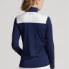 Sweat-shirts bleus à rayures chevrons Ralph Lauren pour femme, zippés en quart de zip