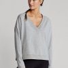 Sweat-shirts à col en V en jersey gris Ralph Lauren pour femme Sweat-shirts à col en V en jersey gris Ralph Lauren pour femme