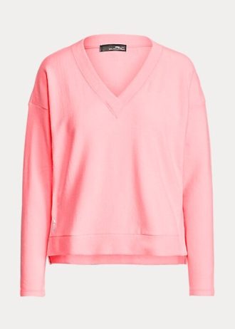 Sweat-shirts à col en V en jersey rose Ralph Lauren pour femme