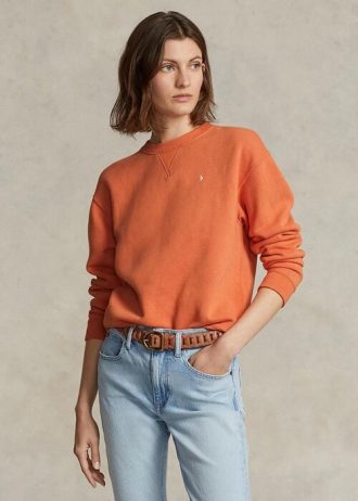 Sweat-shirts à col ras du cou en polaire orange Ralph Lauren pour femmes