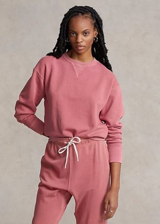 Sweat-shirts à col rond en coton biologique rose Ralph Lauren pour femme
