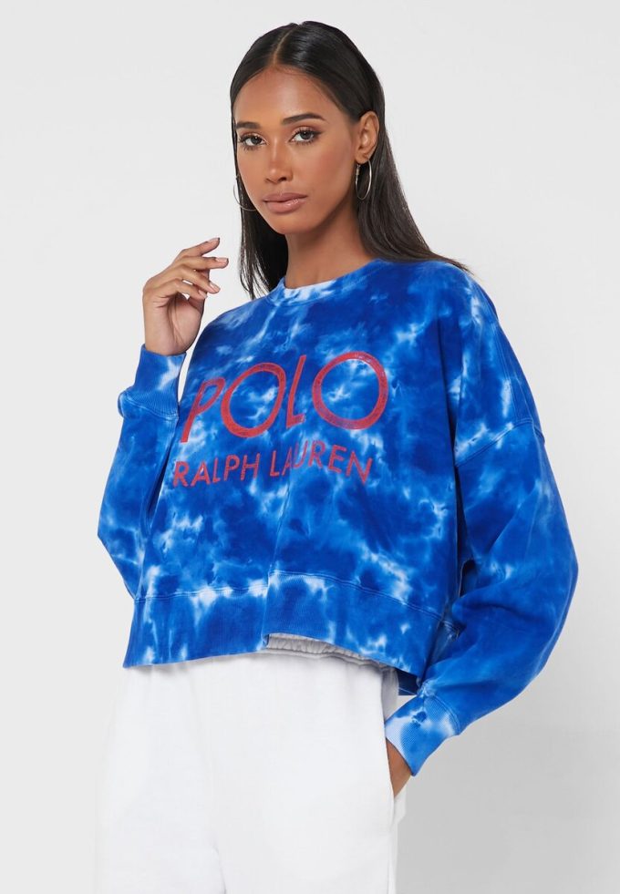 Sweat-shirts en maille à col ras du cou bleus Ralph Lauren pour femmes Sweat-shirts en maille à col ras du cou bleus Ralph Lauren pour femmes