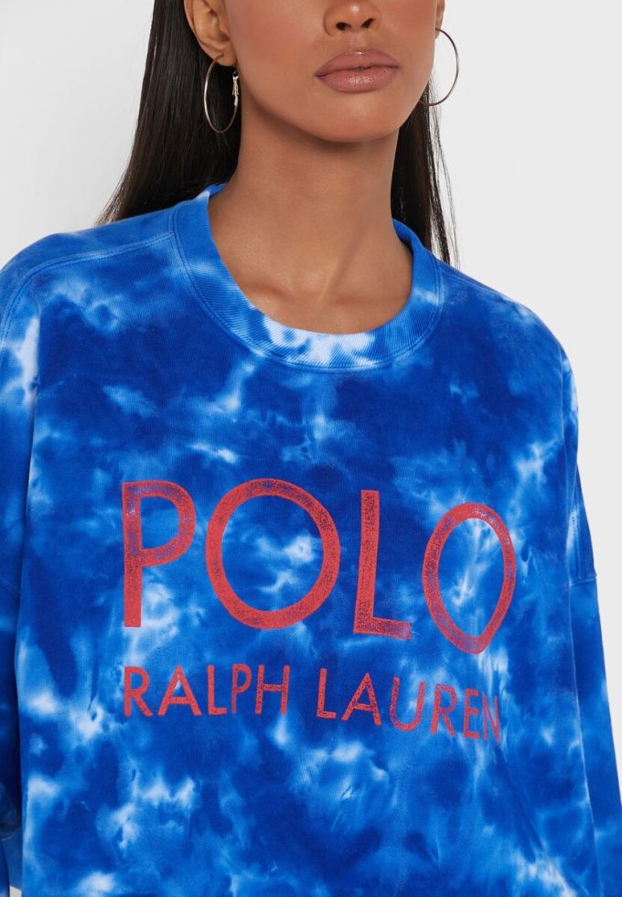 Sweat-shirts en maille à col ras du cou bleus Ralph Lauren pour femmes Sweat-shirts en maille à col ras du cou bleus Ralph Lauren pour femmes