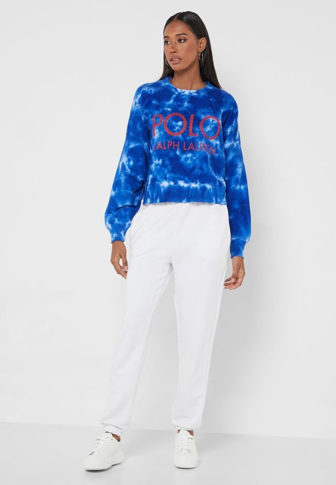 Sweat-shirts en maille à col ras du cou bleus Ralph Lauren pour femmes Sweat-shirts en maille à col ras du cou bleus Ralph Lauren pour femmes