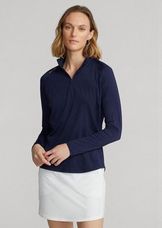 Sweat-shirts à enfiler zippés quart de tour en jersey bleu marine Ralph Lauren pour femme