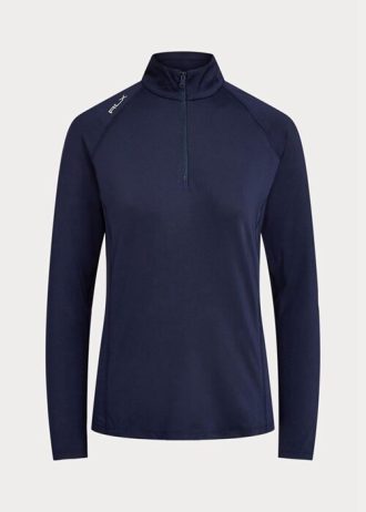 Sweat-shirts à enfiler zippés quart de tour en jersey bleu marine Ralph Lauren pour femme