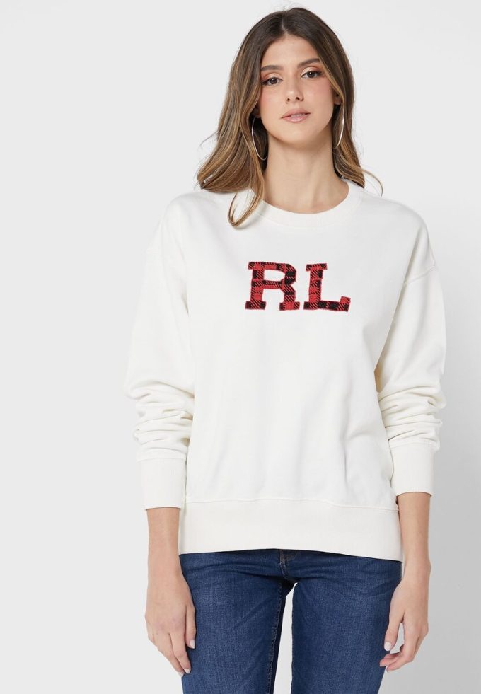 Sweat-shirts graphiques en maille beige Ralph Lauren pour femme Sweat-shirts graphiques en maille beige Ralph Lauren pour femme