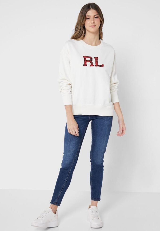 Sweat-shirts graphiques en maille beige Ralph Lauren pour femme Sweat-shirts graphiques en maille beige Ralph Lauren pour femme
