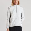 Sweat-shirts hybrides Ralph Lauren blancs/gris à fermeture éclair quart de tour pour femme Sweat-shirts hybrides Ralph Lauren blancs/gris à fermeture éclair quart de tour pour femme