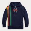 Sweat-shirts à logo en polaire rayée bleu marine Ralph Lauren pour femme Sweat-shirts à logo en polaire rayée bleu marine Ralph Lauren pour femme