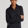 Sweat-shirts noirs à fermeture éclair quart de tour en jersey extensible Ralph Lauren pour femmes
