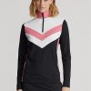 Sweat-shirts noirs à rayures chevrons Ralph Lauren pour femmes, zippés en quart de zip Sweat-shirts noirs à rayures chevrons Ralph Lauren pour femmes, zippés en quart de zip