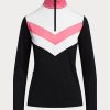 Sweat-shirts noirs à rayures chevrons Ralph Lauren pour femmes, zippés en quart de zip Sweat-shirts noirs à rayures chevrons Ralph Lauren pour femmes, zippés en quart de zip