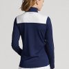 Sweat-shirts Ralph Lauren bleu marine/vert à rayures chevrons et fermeture éclair quart de tour pour femme Sweat-shirts Ralph Lauren bleu marine/vert à rayures chevrons et fermeture éclair quart de tour pour femme