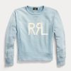 Sweat-shirts ras du cou bleus en molleton avec logo Ralph Lauren pour femme Sweat-shirts ras du cou bleus en molleton avec logo Ralph Lauren pour femme