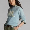 Sweat-shirts ras du cou bleus en molleton avec logo Ralph Lauren pour femme Sweat-shirts ras du cou bleus en molleton avec logo Ralph Lauren pour femme
