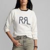 Sweat-shirts ras du cou en molleton French Terry à logo Ralph Lauren crème pour femme