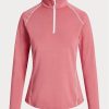 Sweat-shirts roses à fermeture éclair quart de tour en jersey Ralph Lauren pour femmes Sweat-shirts roses à fermeture éclair quart de tour en jersey Ralph Lauren pour femmes