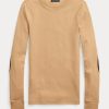 T-shirts beiges à manches longues et bordures en daim côtelé Ralph Lauren pour femme T-shirts beiges à manches longues et bordures en daim côtelé Ralph Lauren pour femme